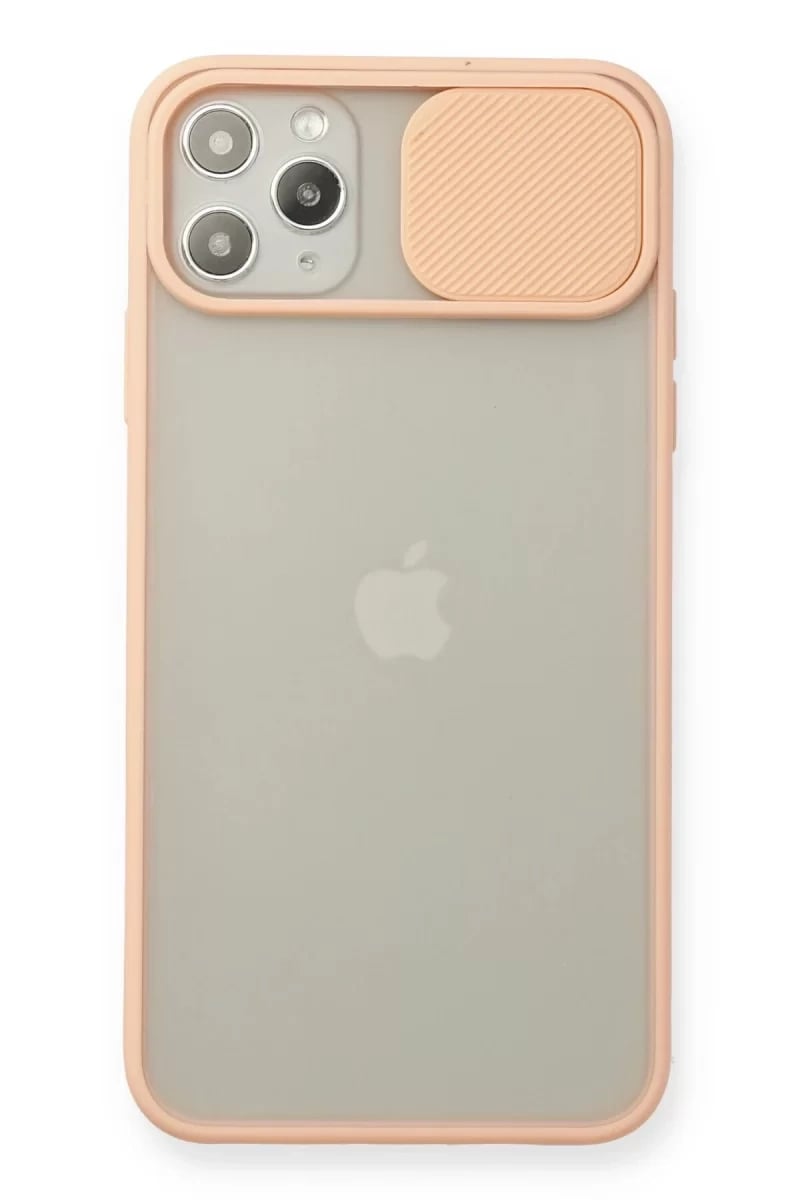 Apple iPhone 11 Pro Max Kılıf Palm Buzlu Kamera Sürgülü Silikon - Pembe
