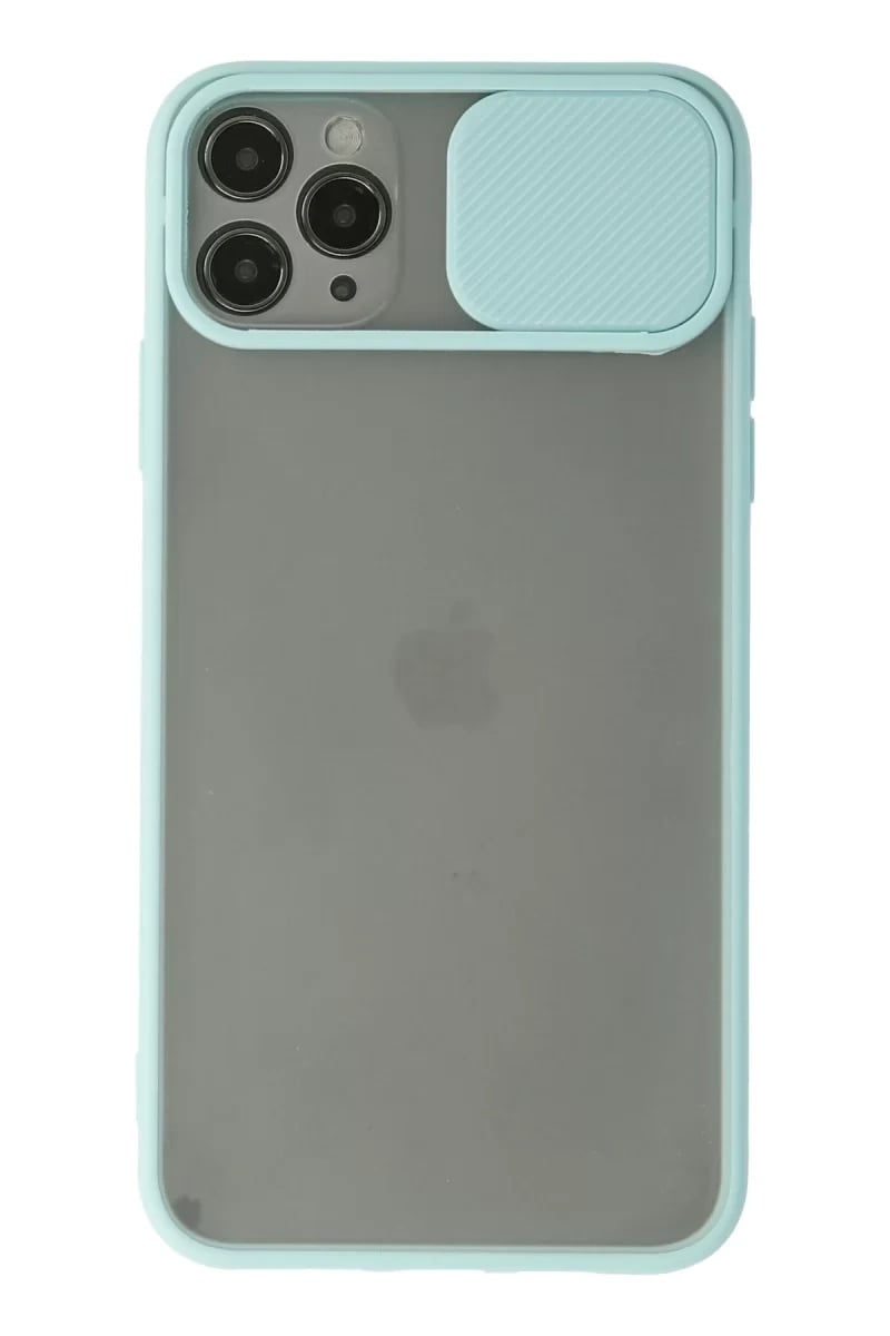 Apple iPhone 11 Pro Max Kılıf Palm Buzlu Kamera Sürgülü Silikon - Turkuaz