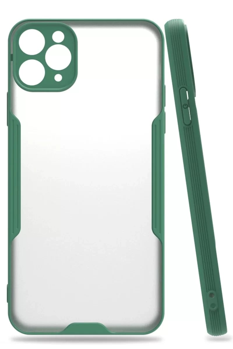 Apple iPhone 11 Pro Max Kılıf Platin Silikon - Yeşil