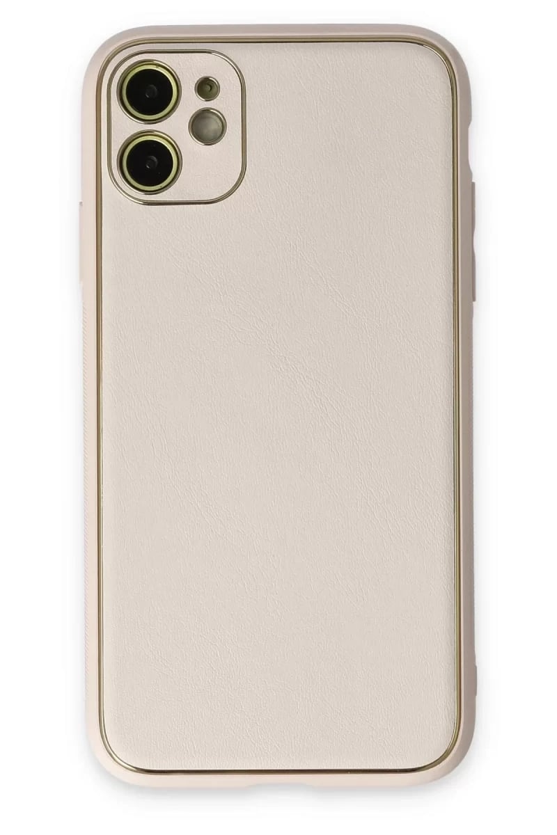 Apple iPhone 12 Kılıf Coco Deri Silikon Kapak - Beyaz