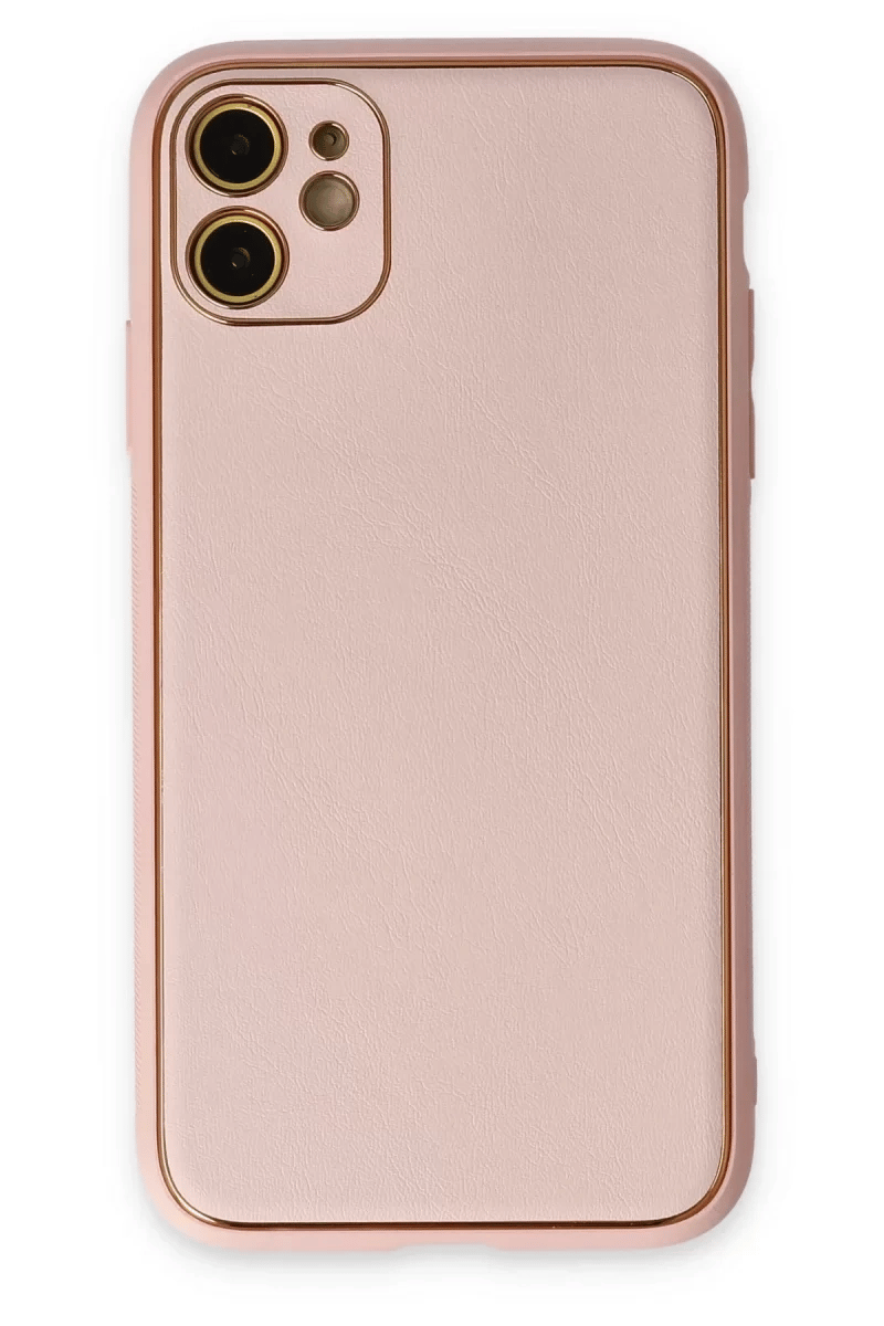 Apple iPhone 12 Kılıf Coco Deri Silikon Kapak - Pudra