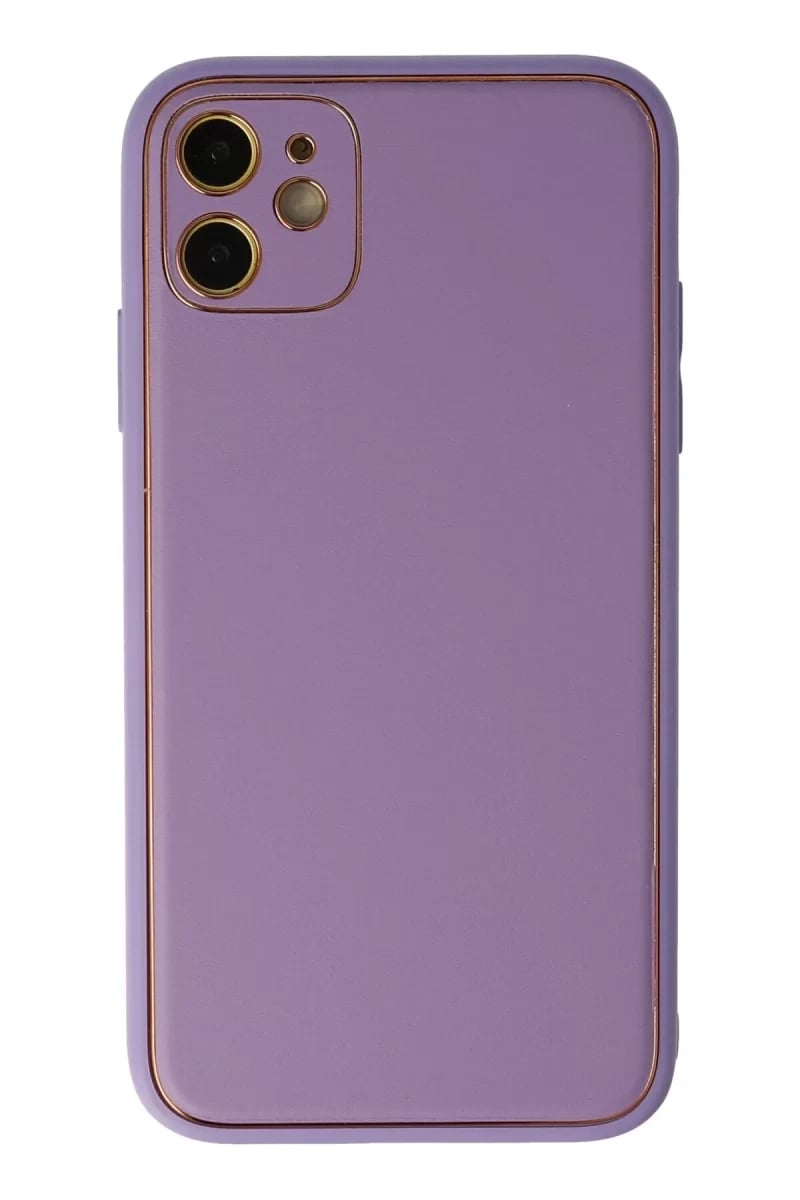 Apple iPhone 12 Kılıf Coco Deri Silikon Kapak - Lila