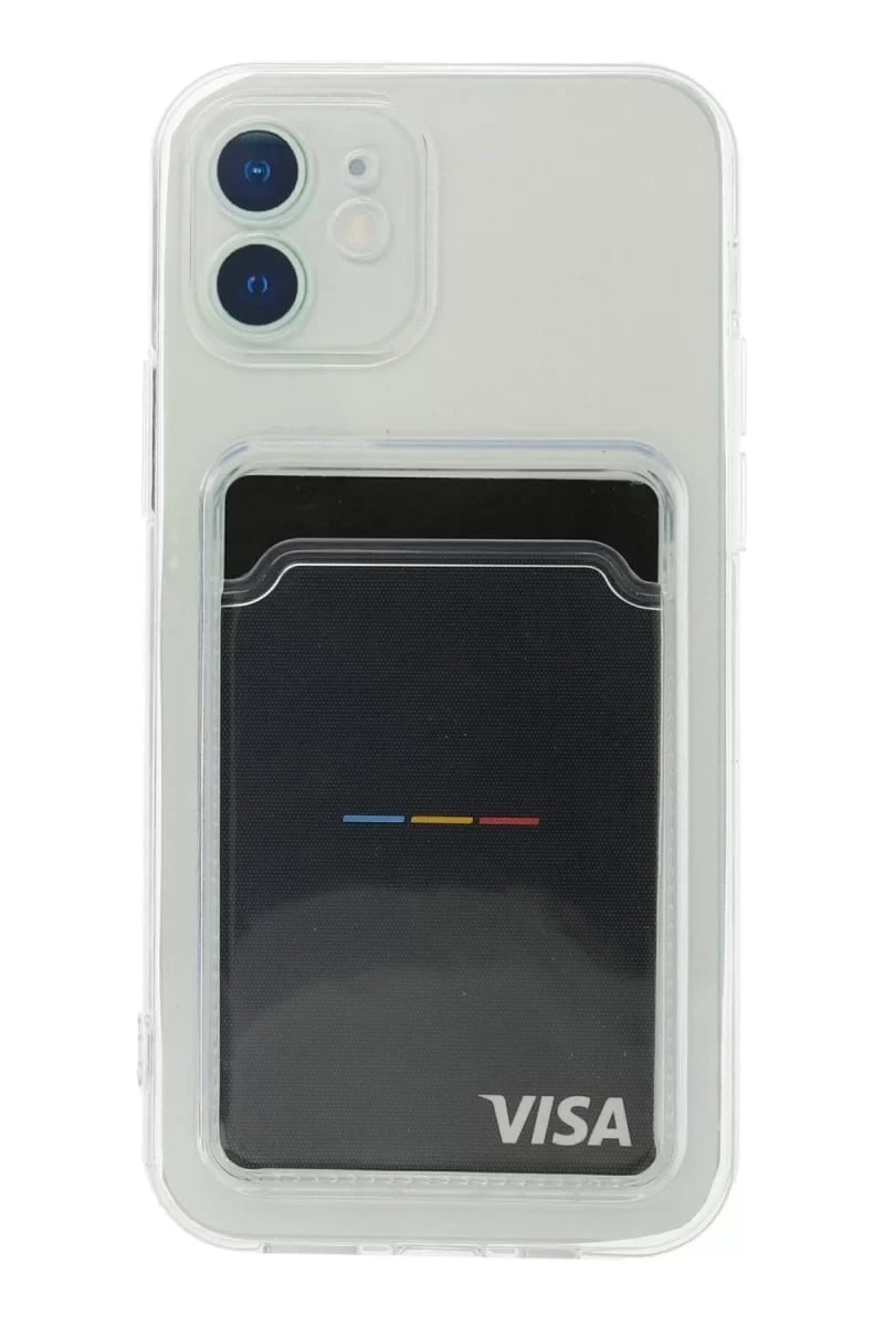 Apple iPhone 12 Kılıf Kart Şeffaf Silikon - Şeffaf