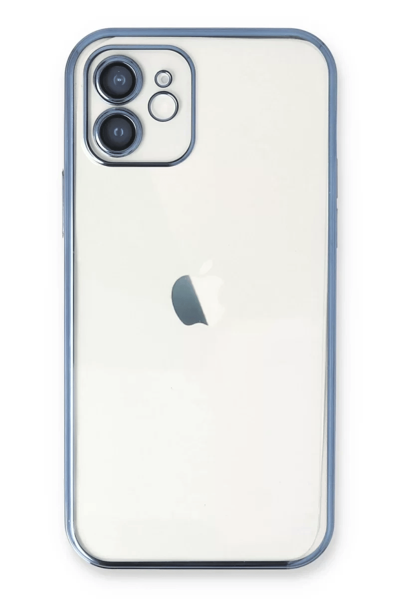 Apple iPhone 12 Kılıf Lensli Silikon - Açık Mavi