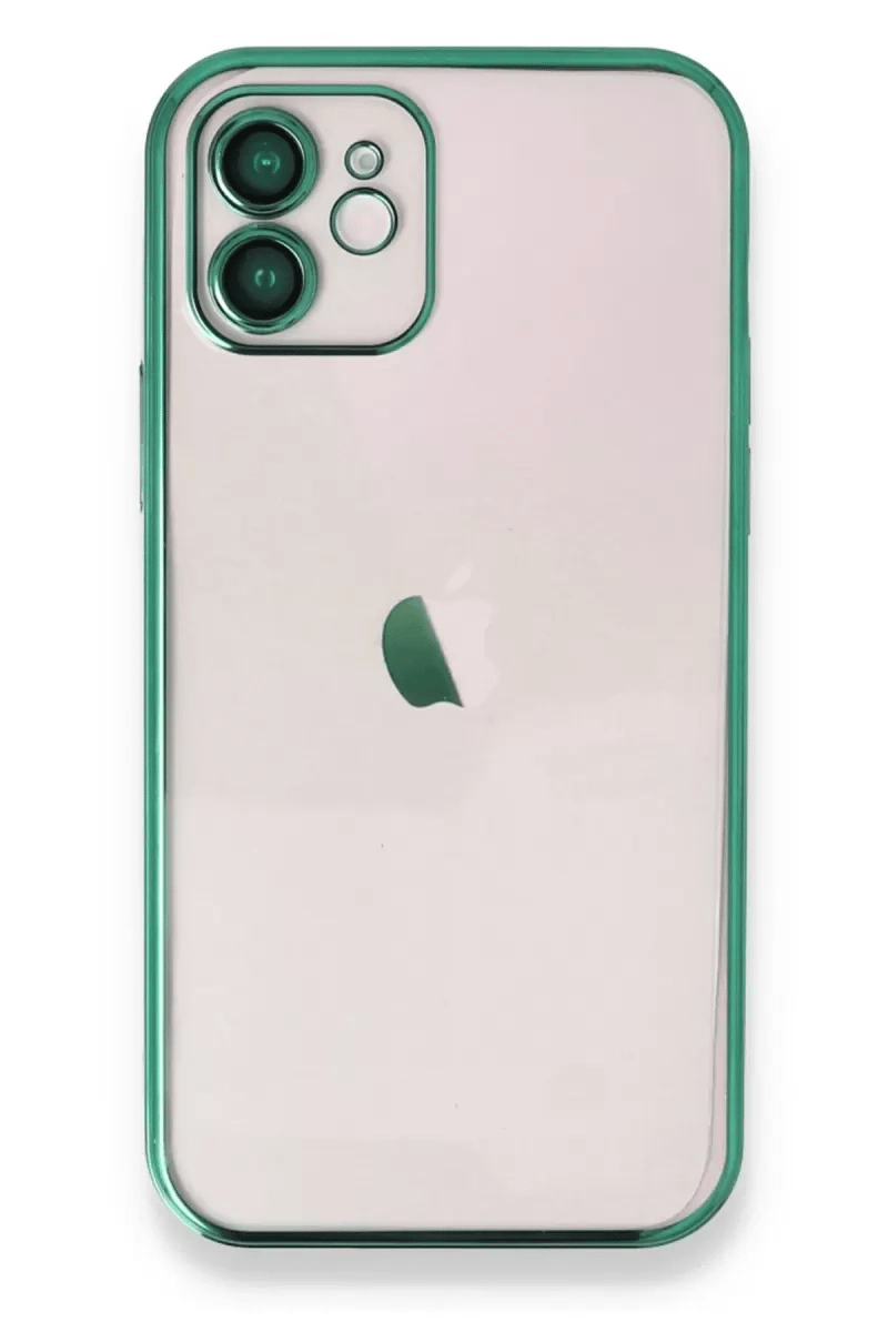 Apple iPhone 12 Kılıf Lensli Silikon - Yeşil