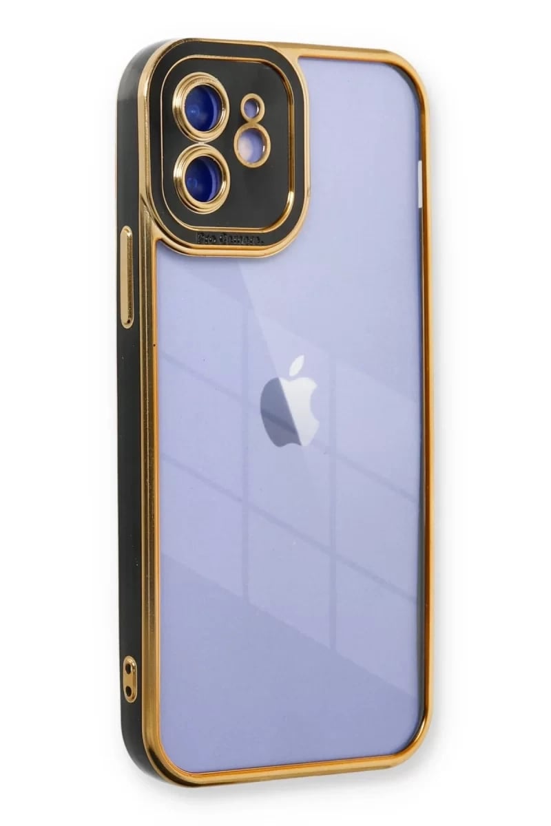 Apple iPhone 12 Kılıf Liva Lens Silikon - Siyah