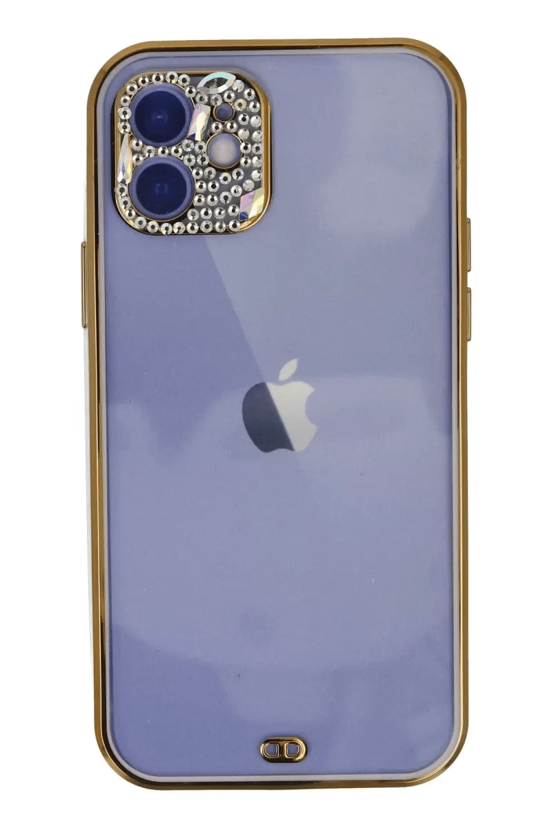 Apple iPhone 12 Kılıf Liva Taşlı Silikon - Mor