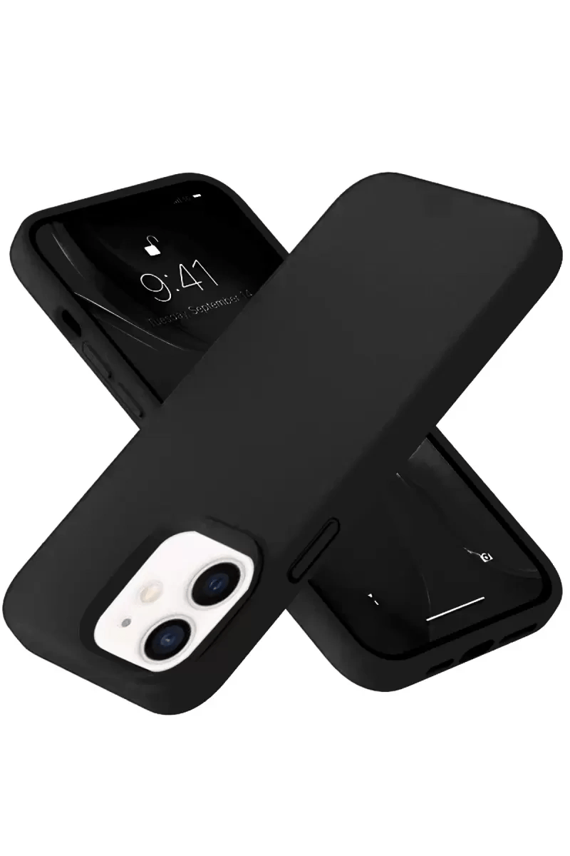 Apple iPhone 12 Kılıf Nano içi Kadife Silikon- Siyah