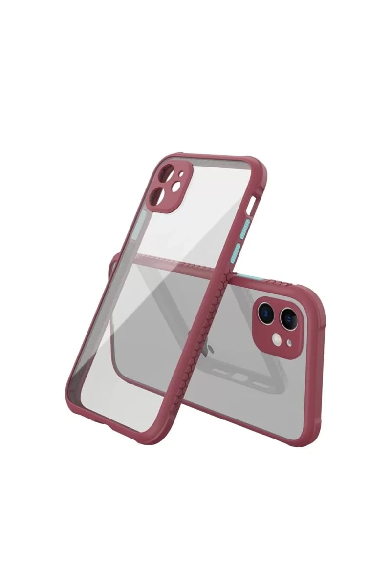 Apple iPhone 12 Mini Kılıf Miami Şeffaf Silikon - Fuşya