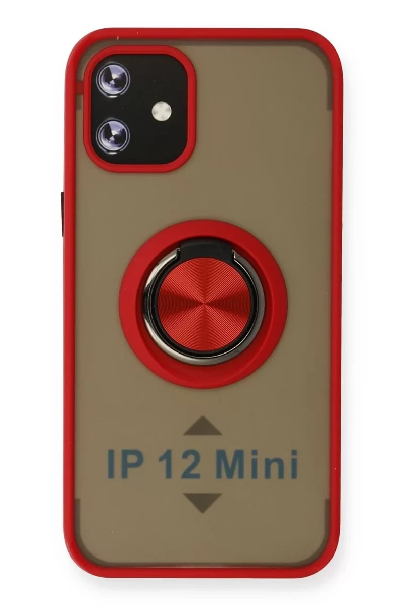 Apple iPhone 12 Mini Kılıf Montreal Yüzüklü Silikon Kapak - Kırmızı