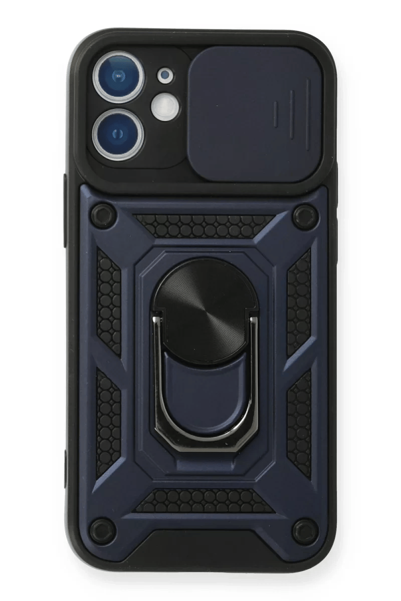 Apple iPhone 12 Mini Kılıf Pars Lens Yüzüklü Silikon - Lacivert