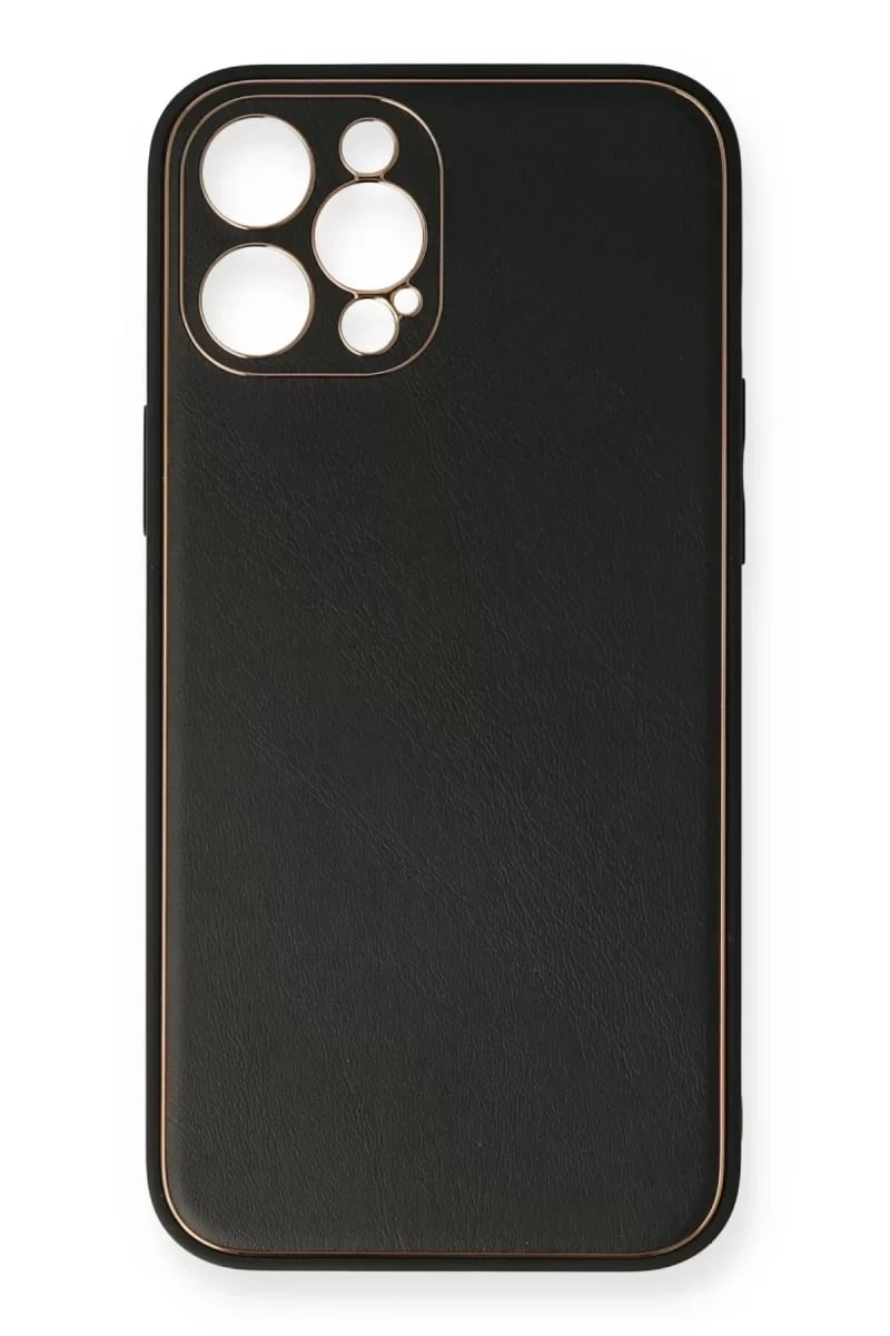 Apple iPhone 12 Pro Kılıf Coco Deri Silikon Kapak - Siyah