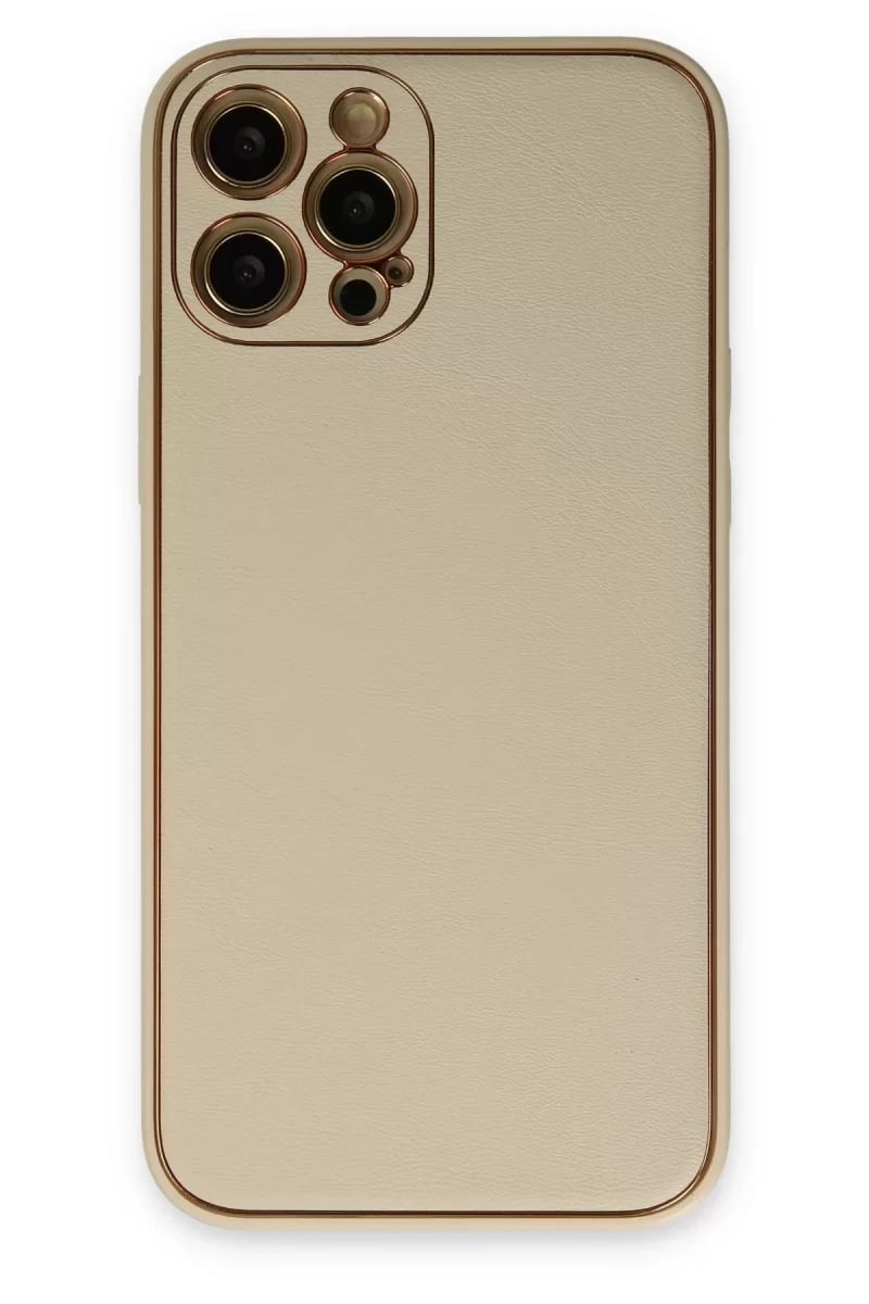 Apple iPhone 12 Pro Kılıf Coco Deri Silikon Kapak - Gold
