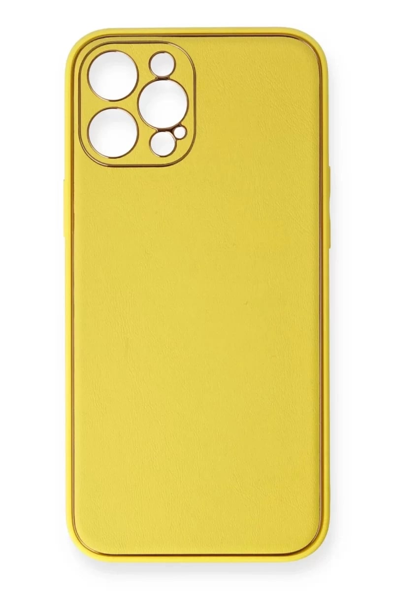 Apple iPhone 12 Pro Kılıf Coco Deri Silikon Kapak - Sarı