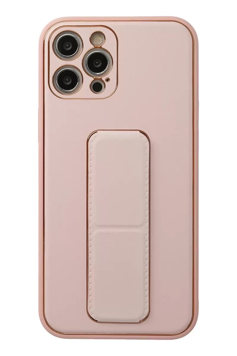 Apple iPhone 12 Pro Kılıf Coco Deri Standlı Kapak - Pembe