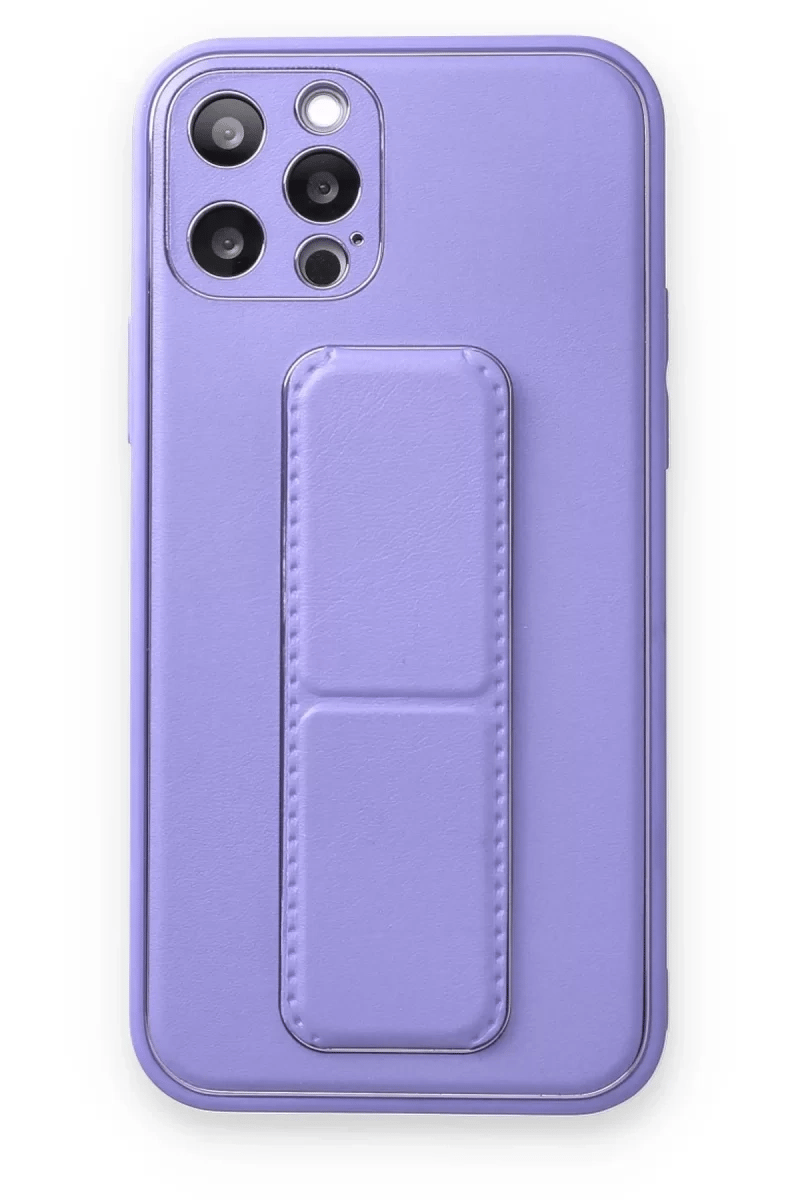 Apple iPhone 12 Pro Kılıf Coco Deri Standlı Kapak - Koyu Lila