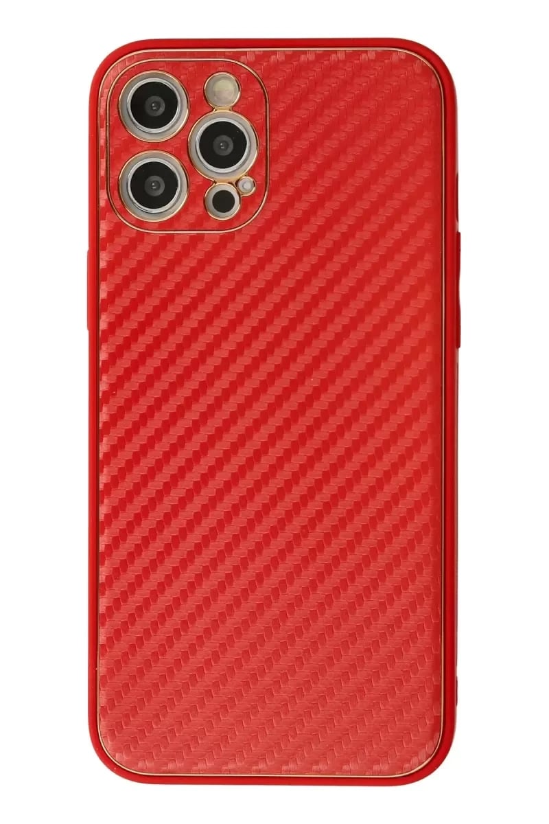 Apple iPhone 12 Pro Kılıf Coco Karbon Silikon - Kırmızı