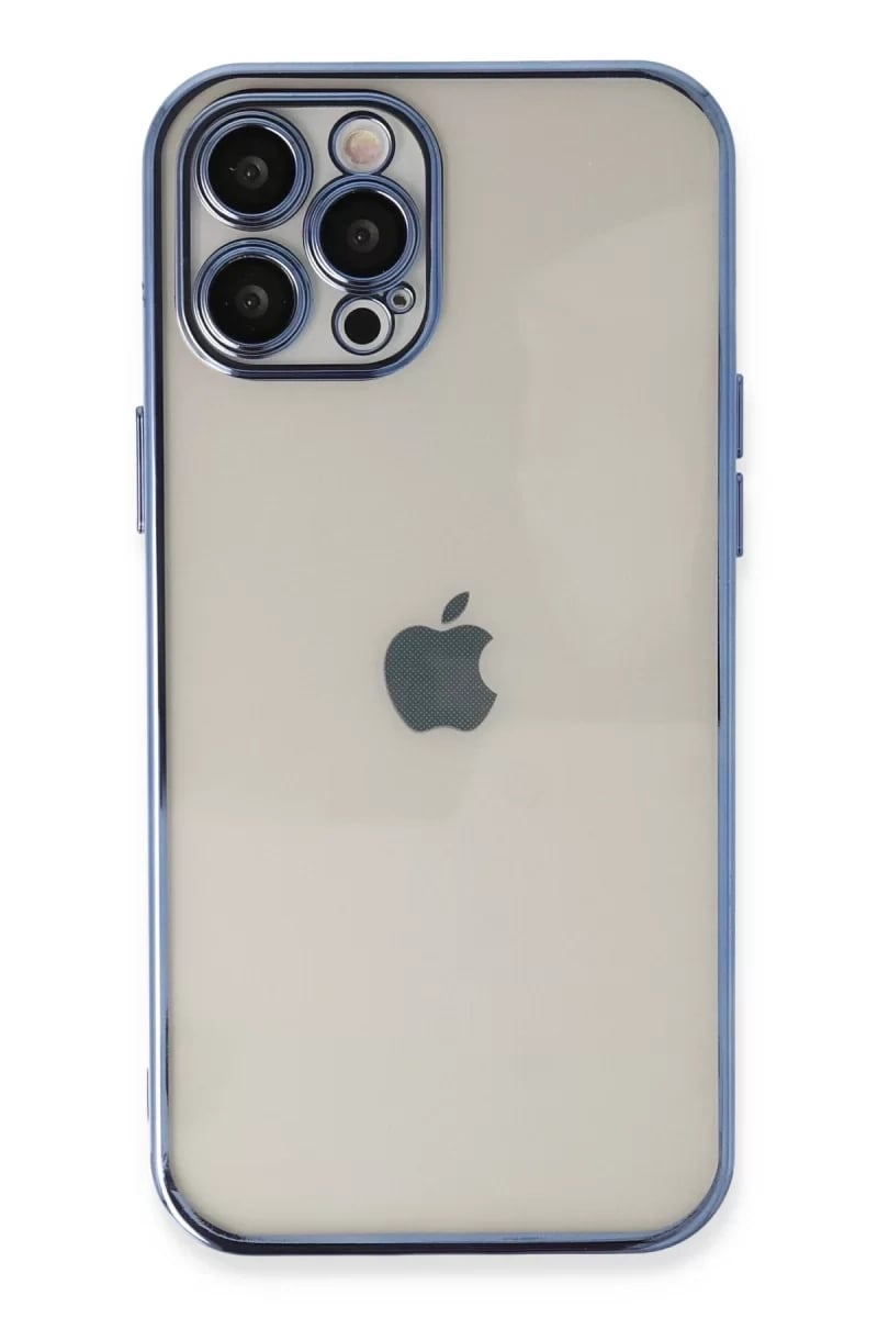 Apple iPhone 12 Pro Kılıf Lensli Silikon - Açık Mavi