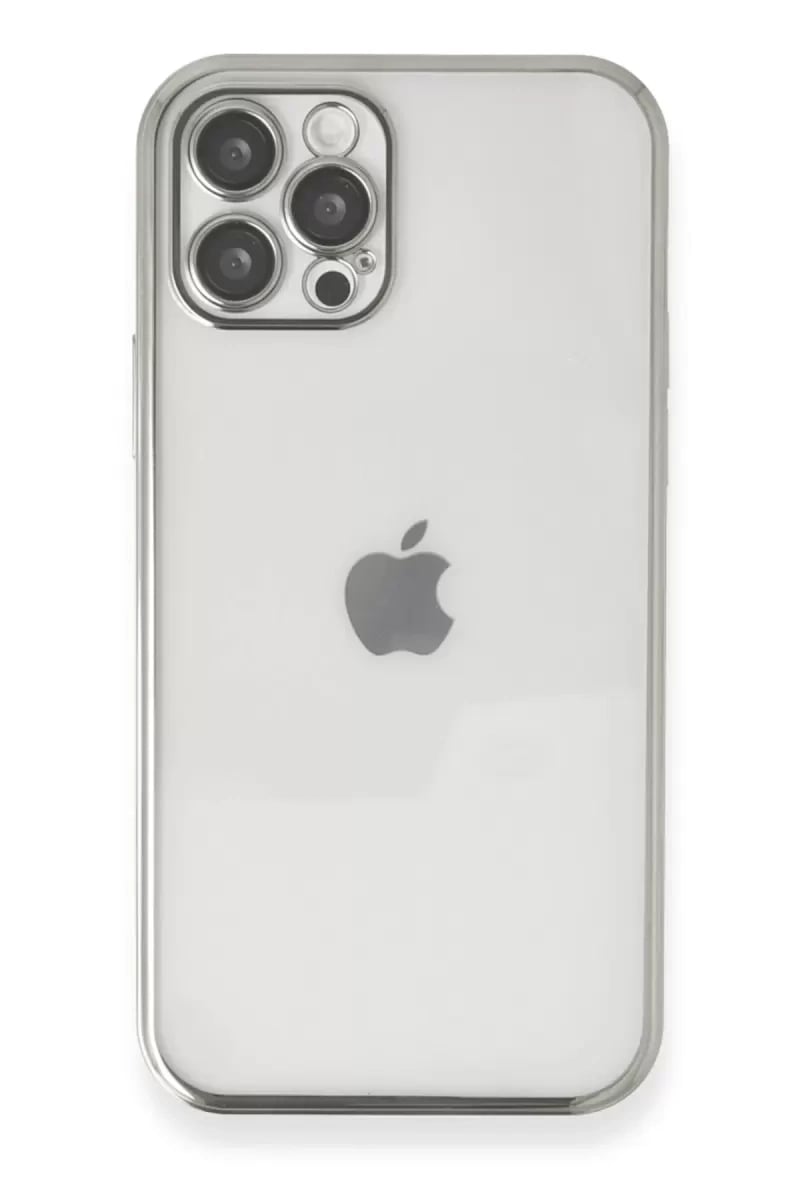 Apple iPhone 12 Pro Kılıf Lensli Silikon - Gümüş