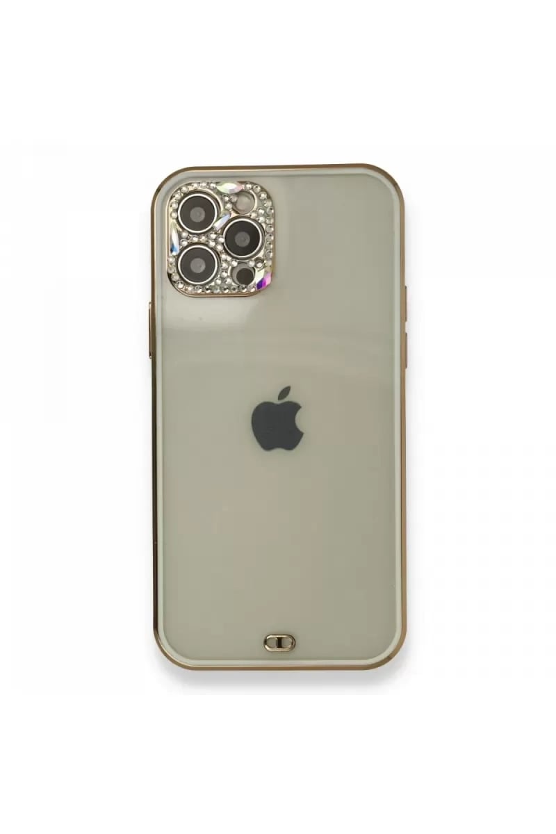 Apple iPhone 12 Pro Kılıf Liva Taşlı Silikon - Beyaz