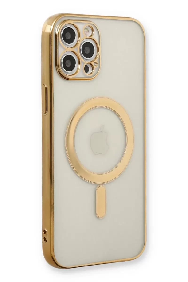 Apple iPhone 12 Pro Kılıf Magneticsafe Lazer Silikon - Gold