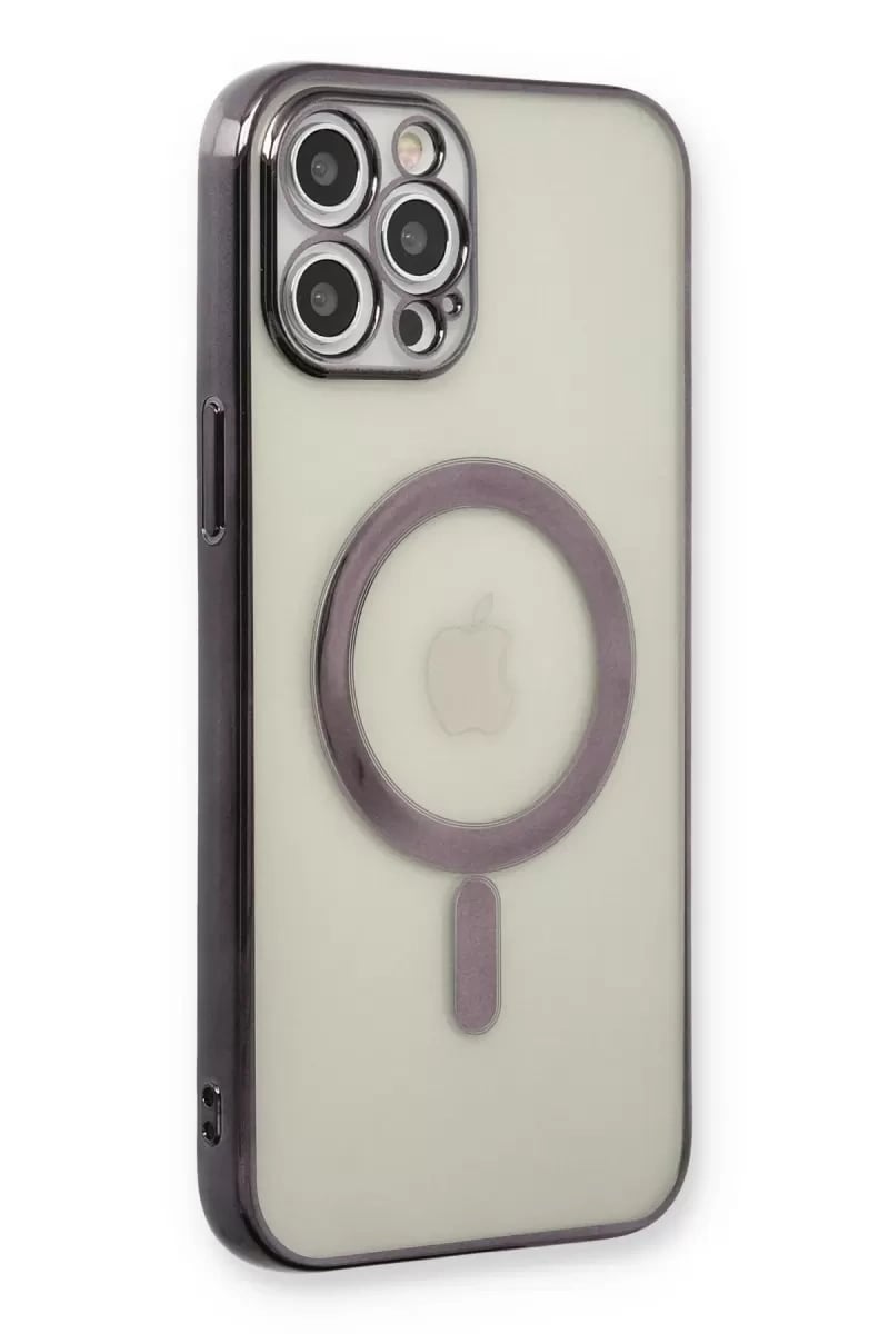 Apple iPhone 12 Pro Kılıf Magneticsafe Lazer Silikon - Siyah