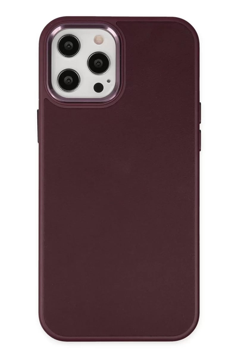 Apple iPhone 12 Pro Max Kılıf Asya Deri Silikon - Mürdüm