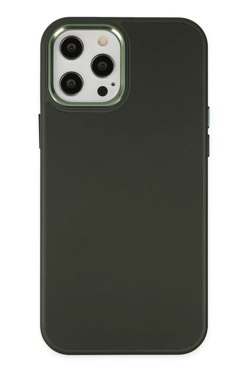 Apple iPhone 12 Pro Max Kılıf Asya Deri Silikon - Koyu Yeşil