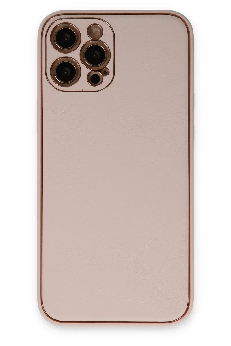 Apple iPhone 12 Pro Max Kılıf Coco Deri Silikon Kapak - Pudra