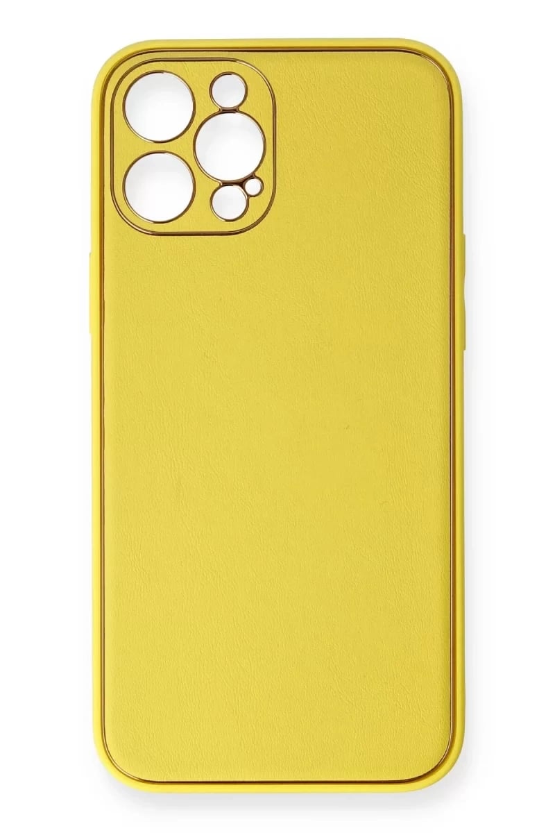 Apple iPhone 12 Pro Max Kılıf Coco Deri Silikon Kapak - Sarı