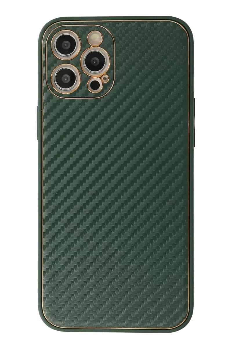Apple iPhone 12 Pro Max Kılıf Coco Karbon Silikon - Yeşil