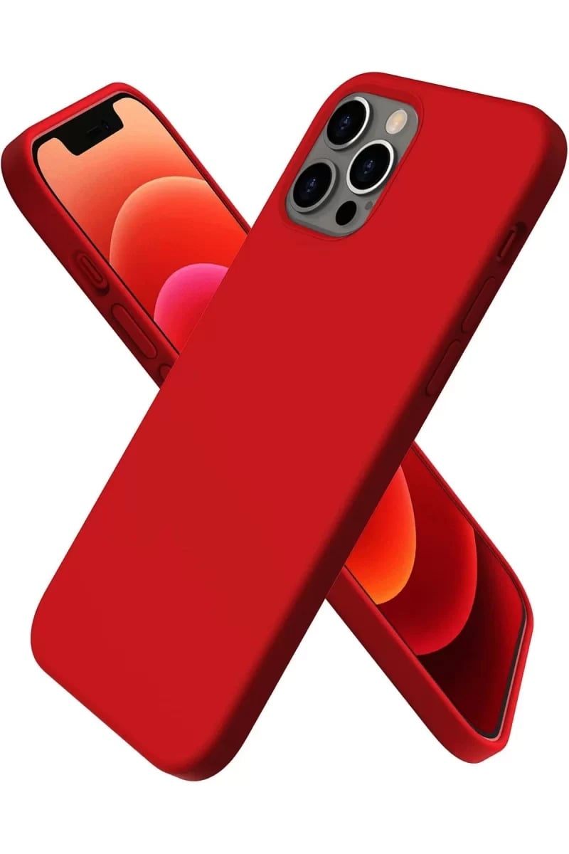 Apple iPhone 12 Pro Max Kılıf First Silikon - Koyu Kırmızı