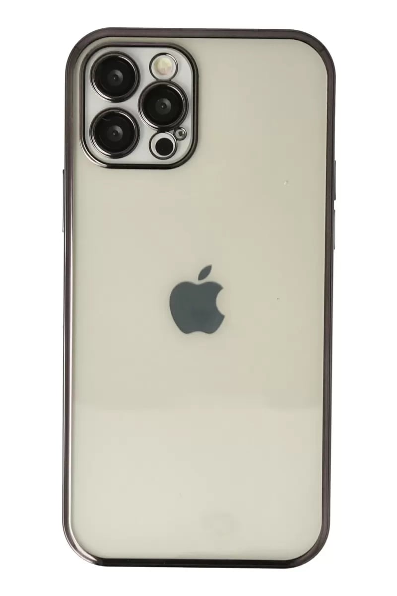 Apple iPhone 12 Pro Max Kılıf Lensli Silikon - Siyah