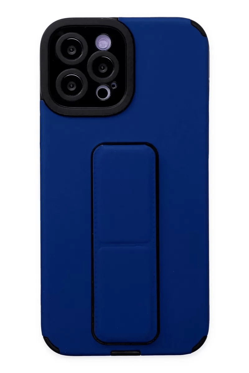 Apple iPhone 12 Pro Max Kılıf Mega Standlı Silikon - Mavi