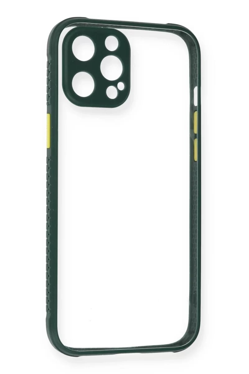 Apple iPhone 12 Pro Max Kılıf Miami Şeffaf Silikon - Koyu Yeşil