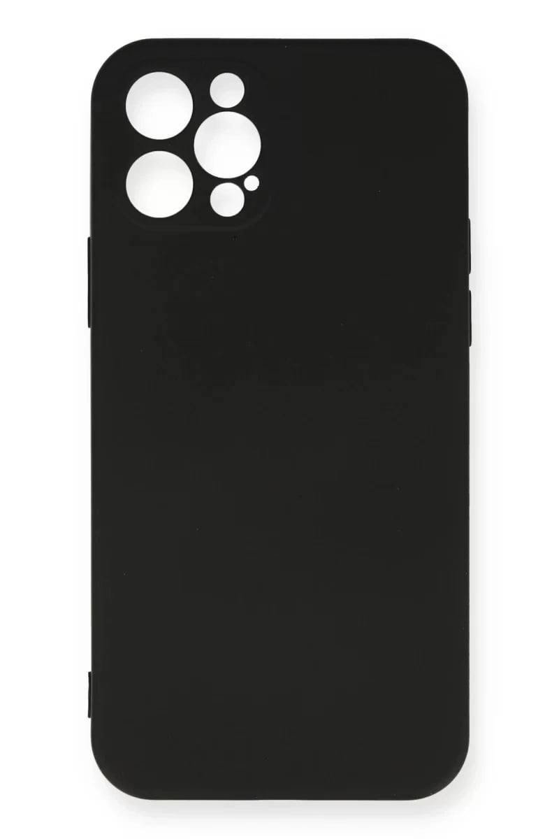 Apple iPhone 12 Pro Max Kılıf Nano içi Kadife Silikon - Siyah