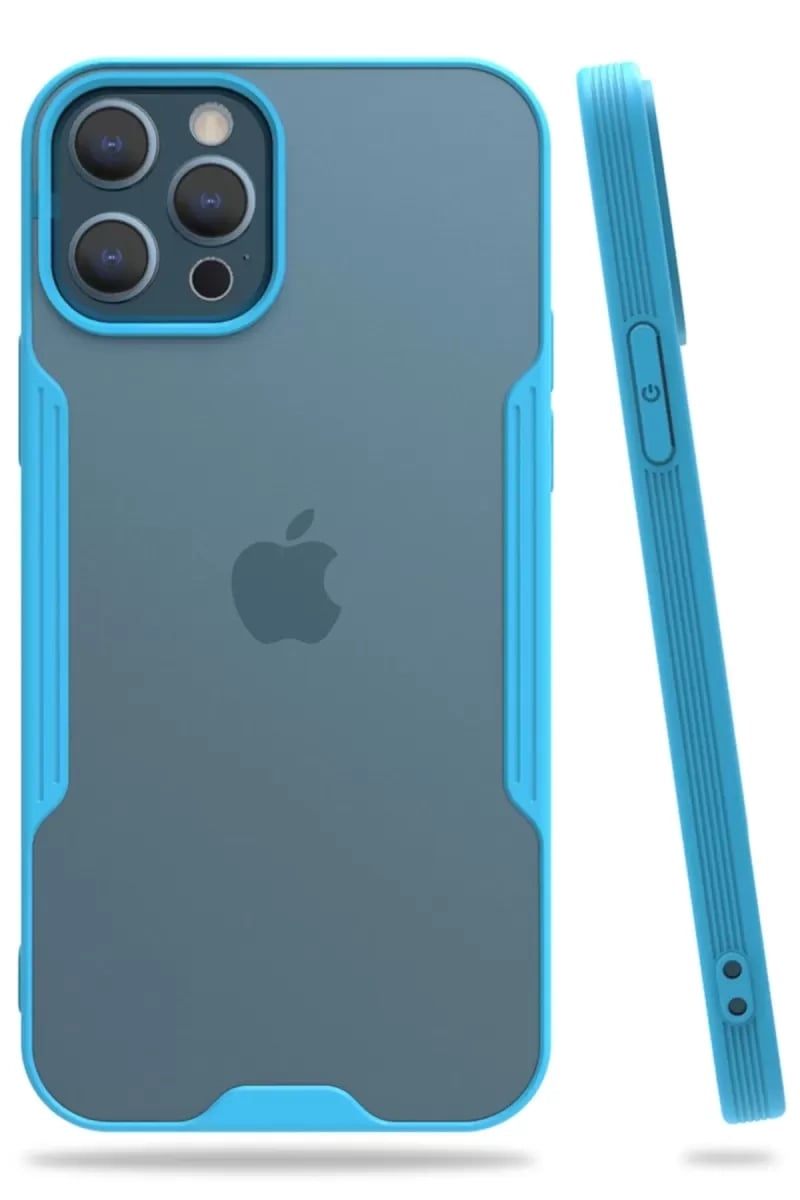 Apple iPhone 12 Pro Max Kılıf Platin Silikon - Mavi