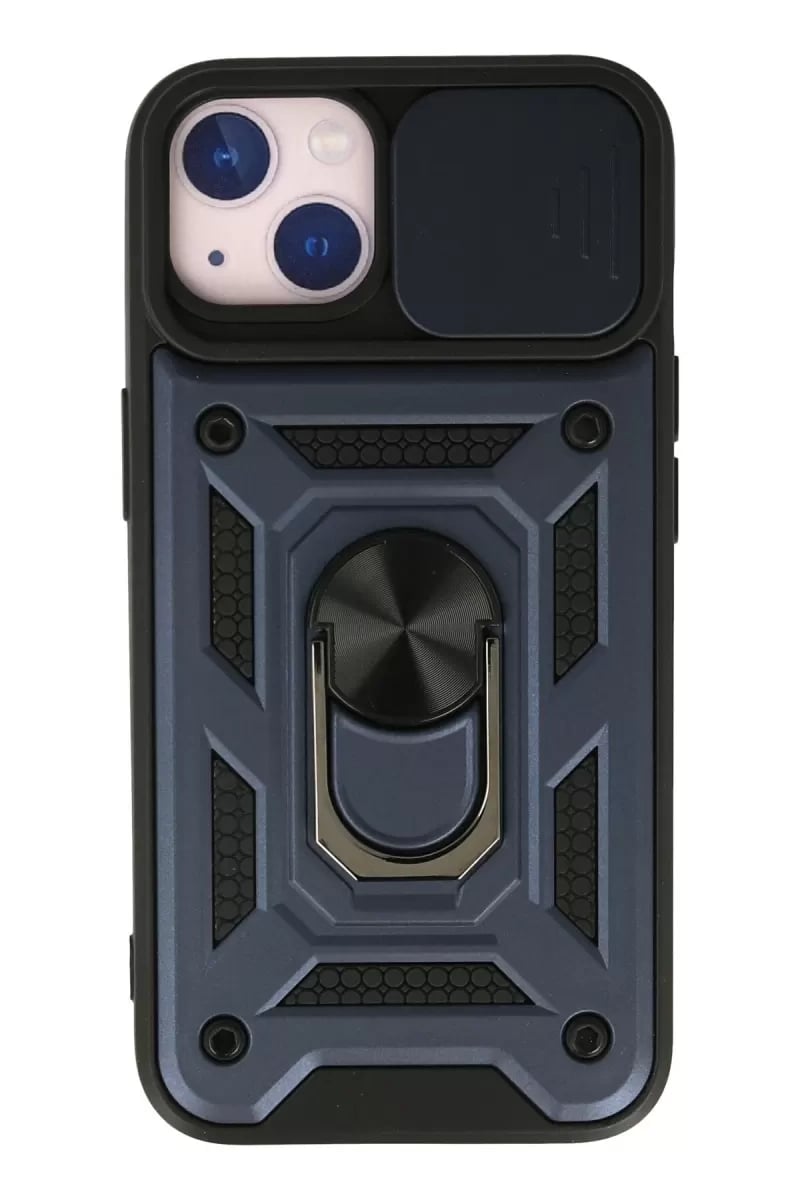 Apple iPhone 13 Kılıf Pars Lens Yüzüklü Silikon - Lacivert