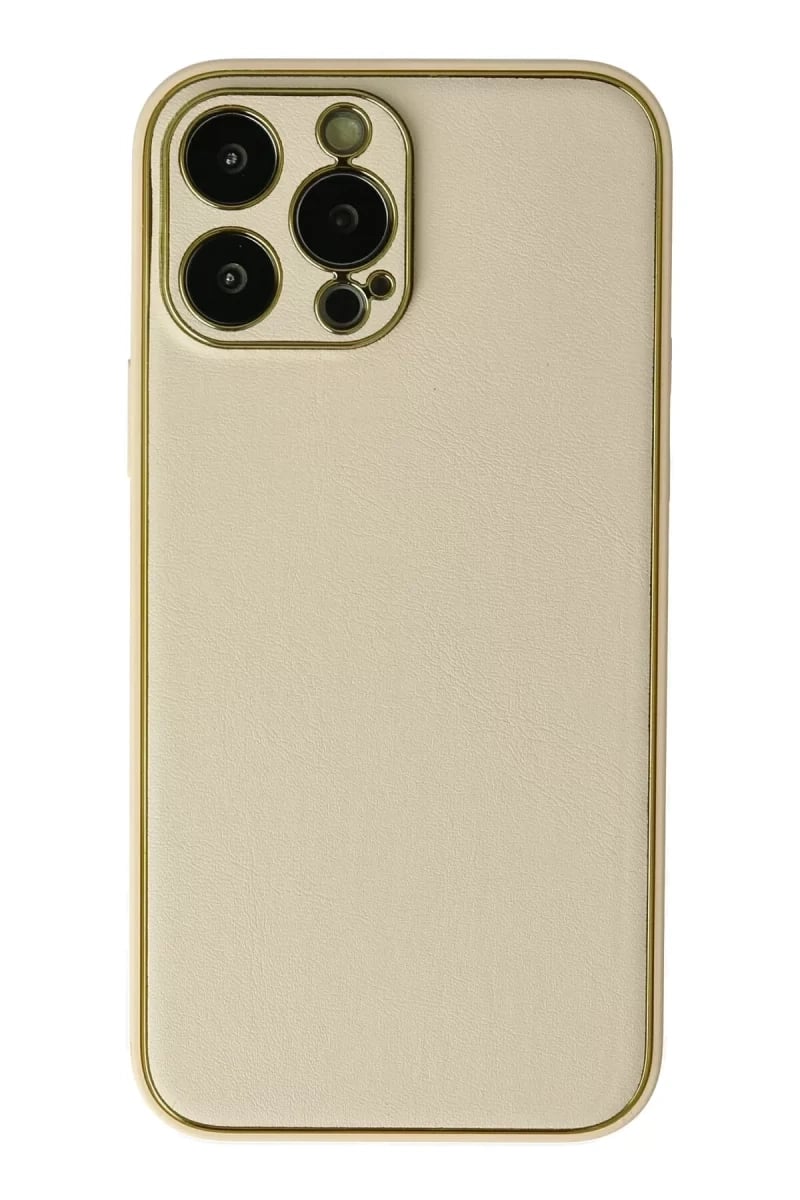 Apple iPhone 13 Pro Kılıf Coco Deri Silikon Kapak - Gold