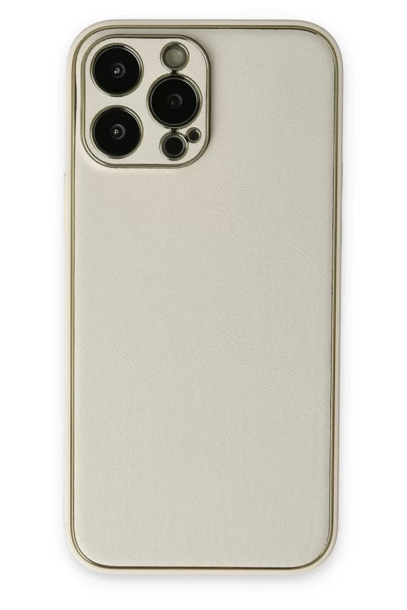 Apple iPhone 13 Pro Kılıf Coco Deri Silikon Kapak - Beyaz