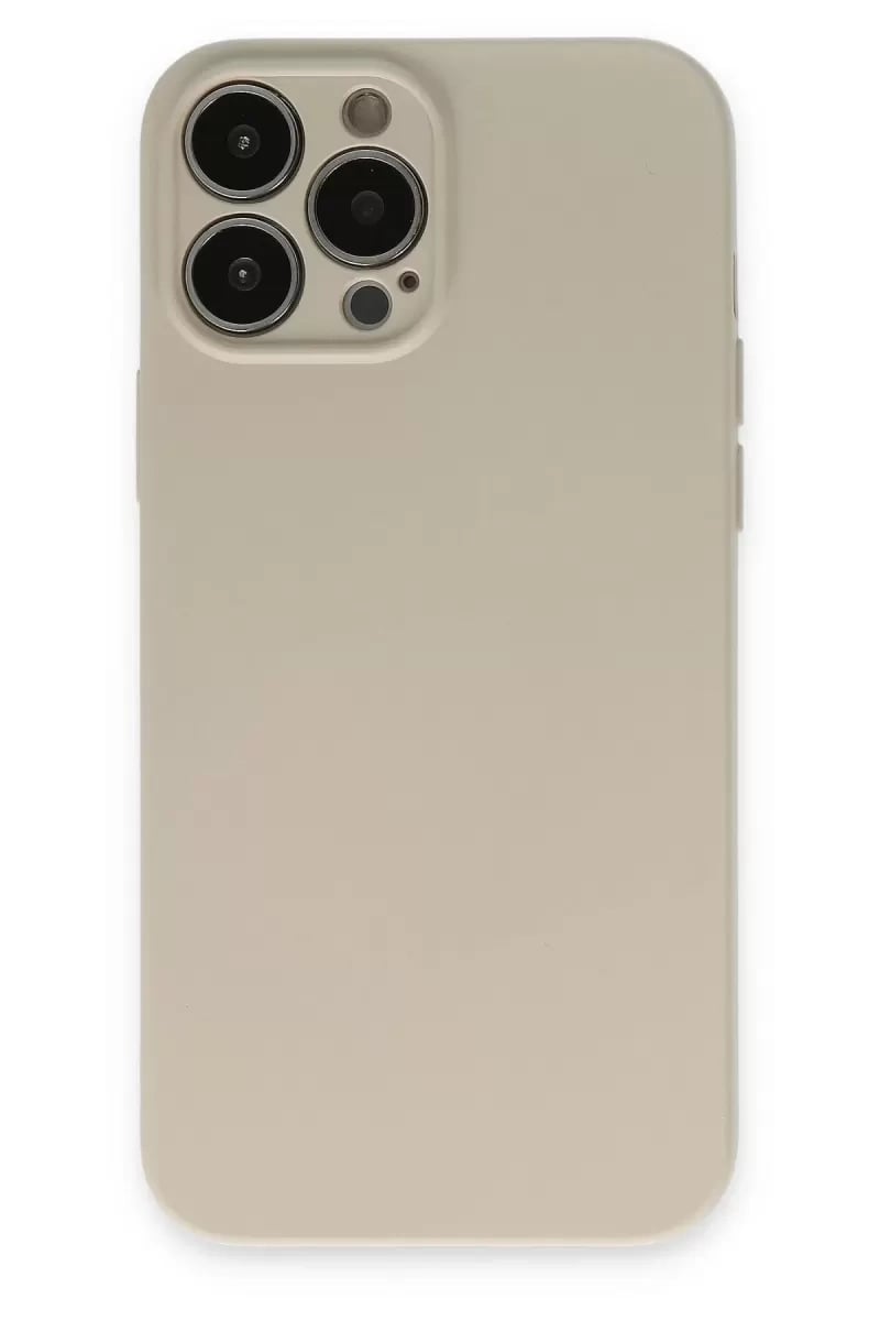 Apple iPhone 13 Pro Kılıf Nano içi Kadife Silikon - Bej