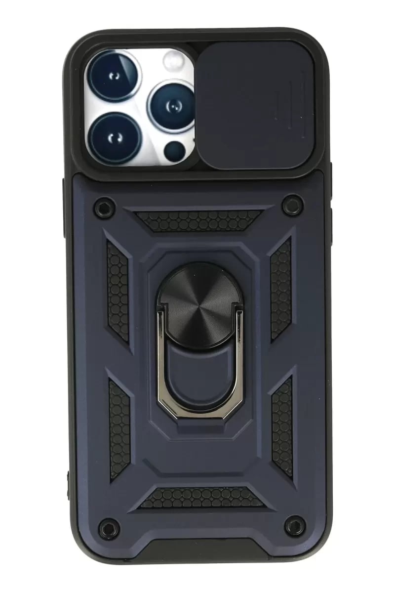 Apple iPhone 13 Pro Kılıf Pars Lens Yüzüklü Silikon - Lacivert