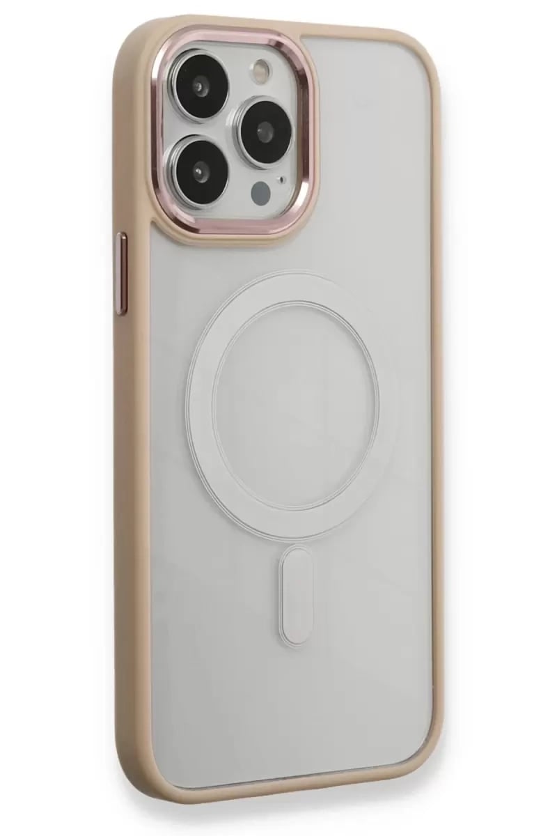 Apple iPhone 13 Pro Kılıf Room Magneticsafe Silikon - Pudra