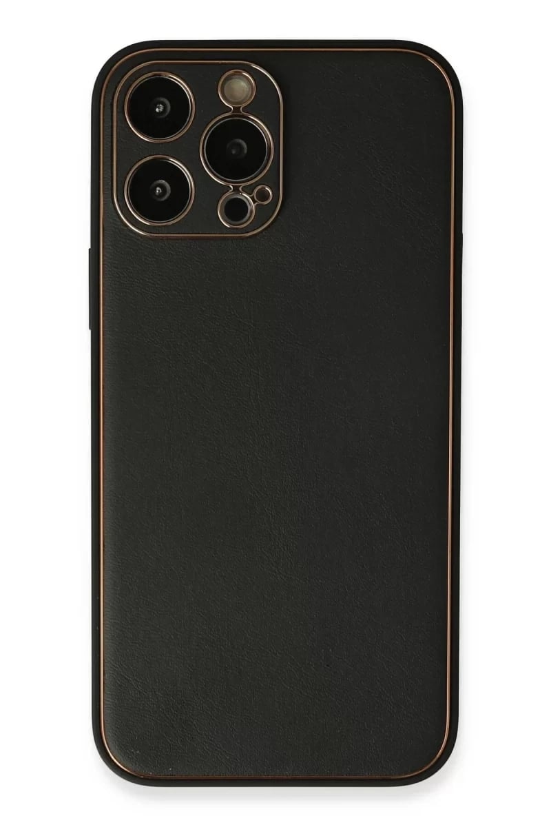 Apple iPhone 13 Pro Max Kılıf Coco Deri Silikon Kapak - Siyah