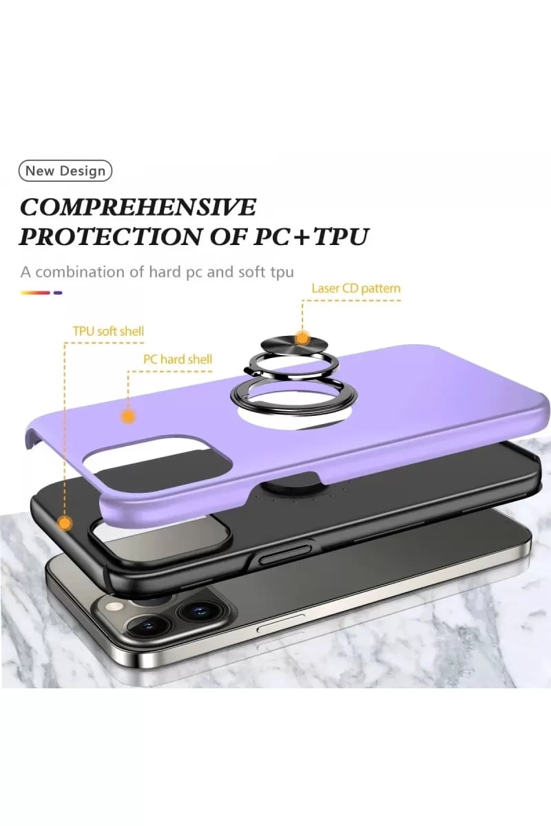 Apple iPhone 13 Pro Max Kılıf Elit Yüzüklü Kapak - Mor