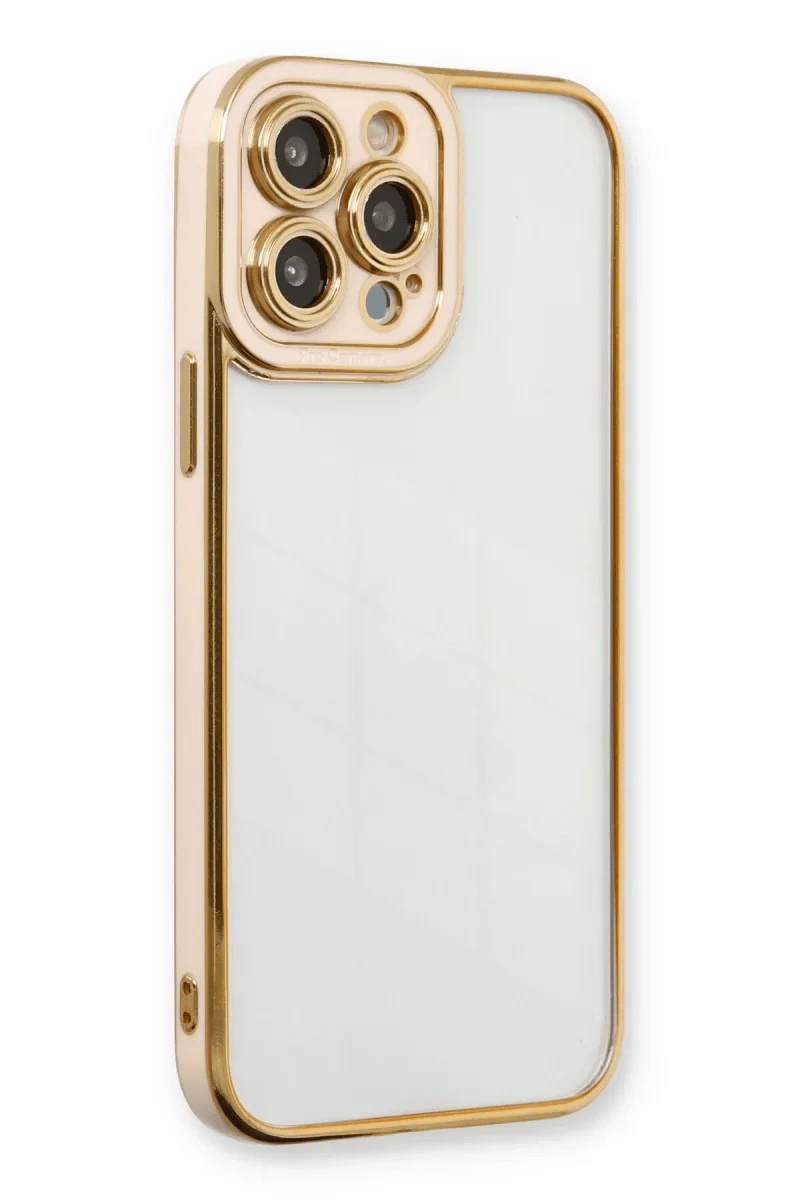 Apple iPhone 13 Pro Max Kılıf Liva Lens Silikon - Pudra