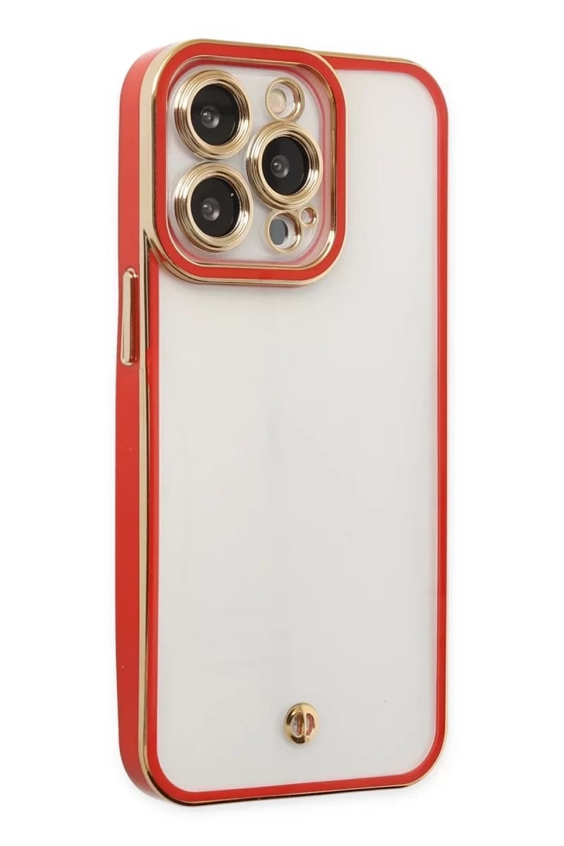 Apple iPhone 13 Pro Max Kılıf Liva Lens Silikon - Kırmızı
