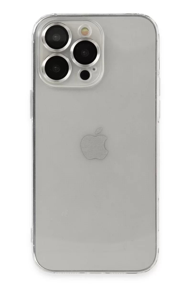 Apple iPhone 13 Pro Max Kılıf Luko Lens Silikon - Gümüş