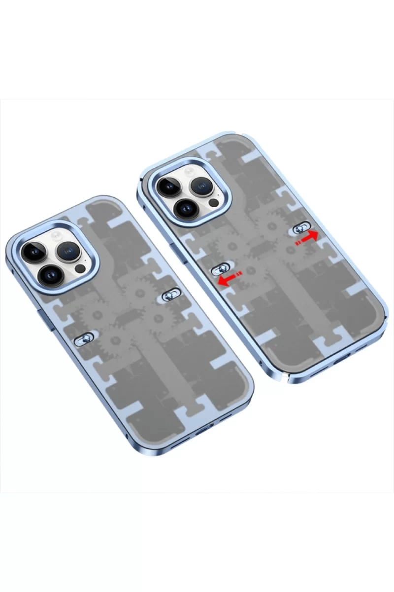 Apple iPhone 13 Pro Max Kılıf Mekanik Bumper Kapak - Mavi