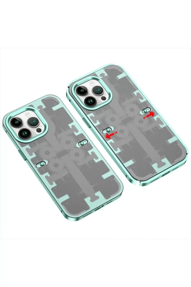 Apple iPhone 13 Pro Max Kılıf Mekanik Bumper Kapak - Yeşil